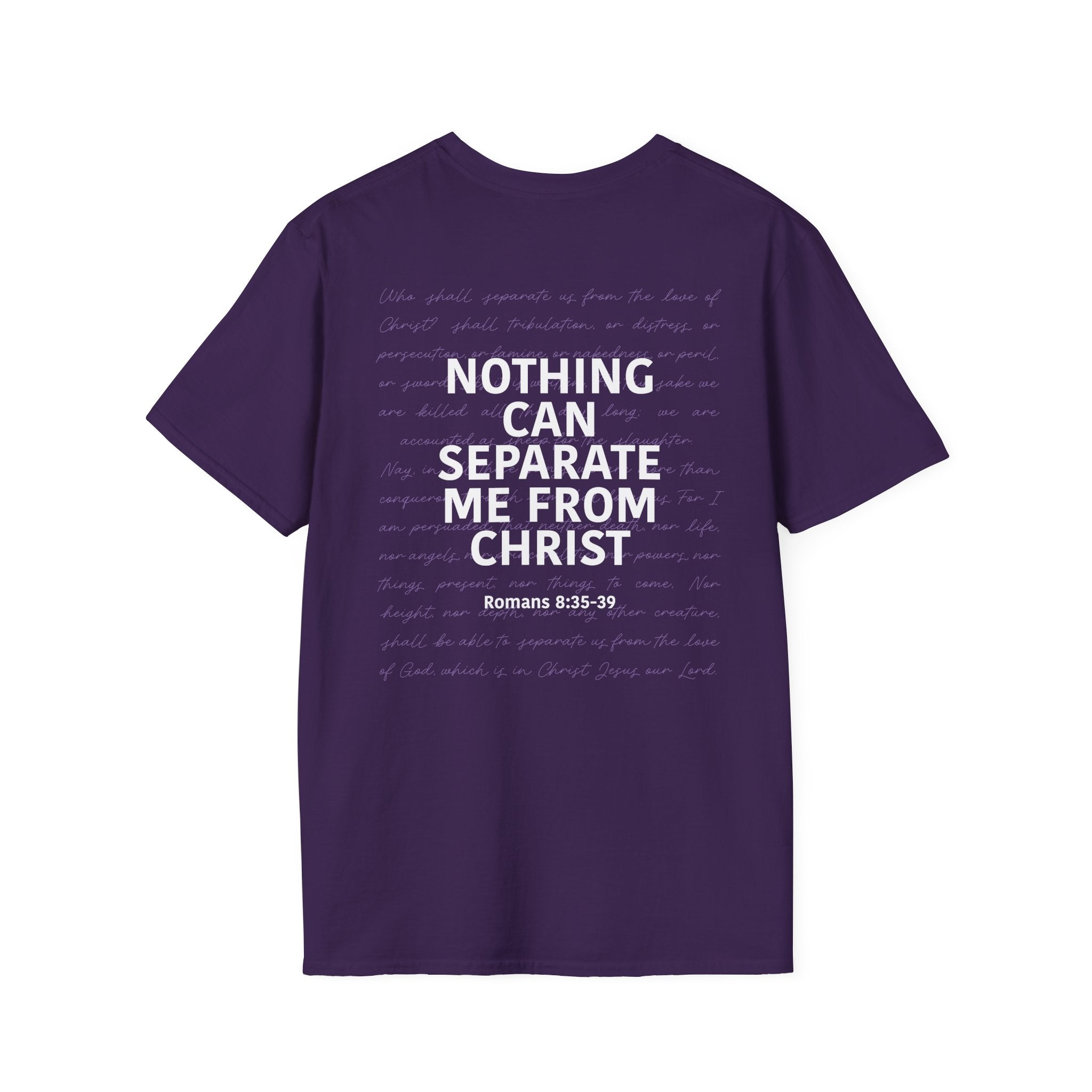 Christian Unisex T-Shirt Romans 8:35-39 Scripture Design