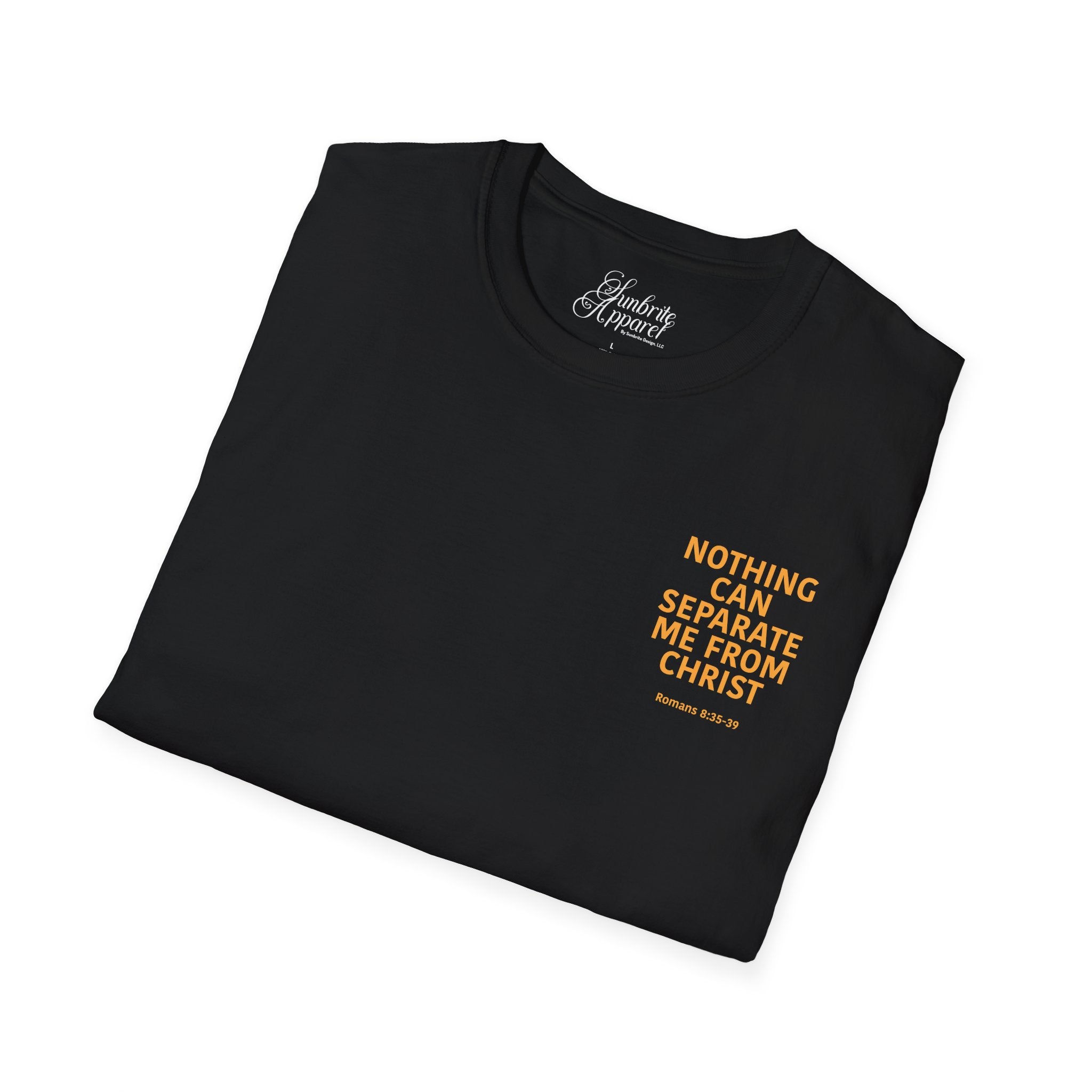 Christian Unisex T-Shirt Romans 8:35-39 Scripture Design