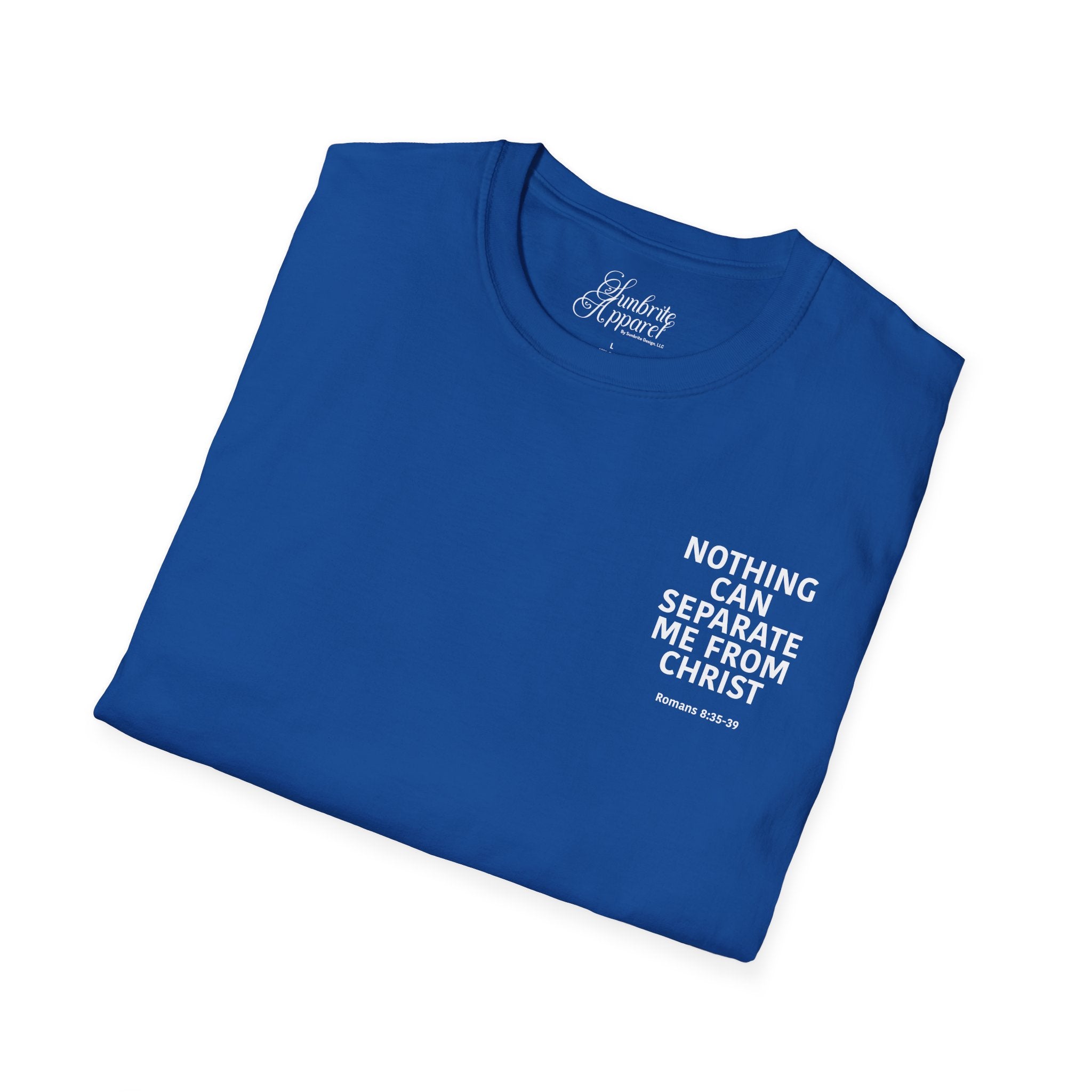 Christian Unisex T-Shirt Romans 8:35-39 Scripture Design