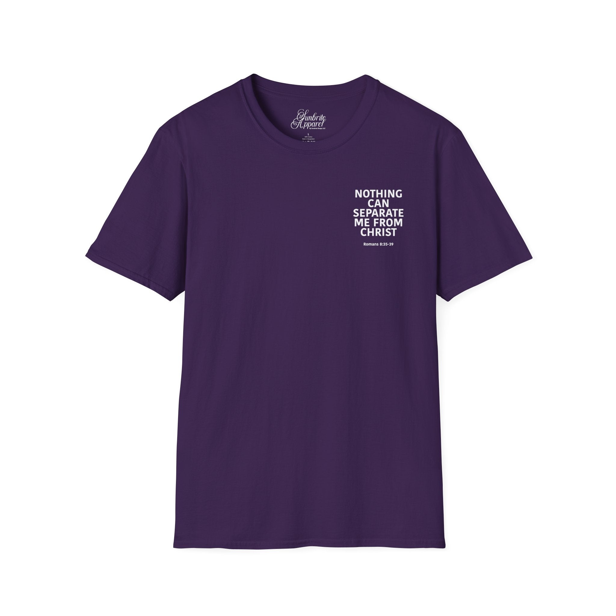 Christian Unisex T-Shirt Romans 8:35-39 Scripture Design