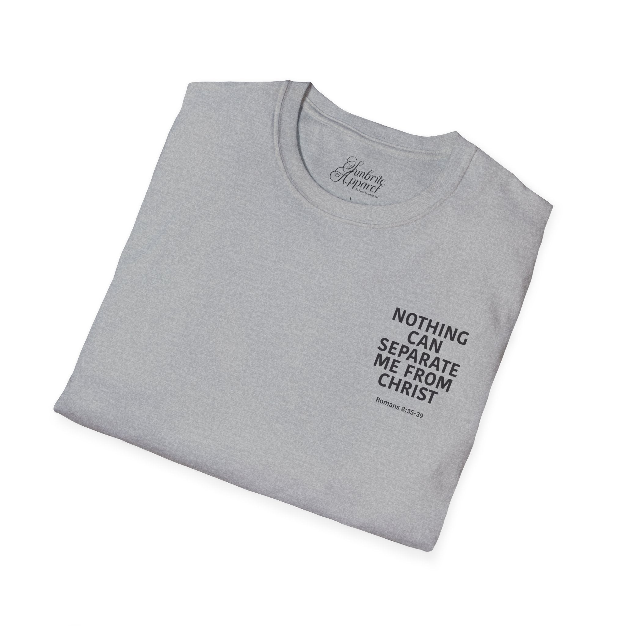 Christian Unisex T-Shirt Romans 8:35-39 Scripture Design