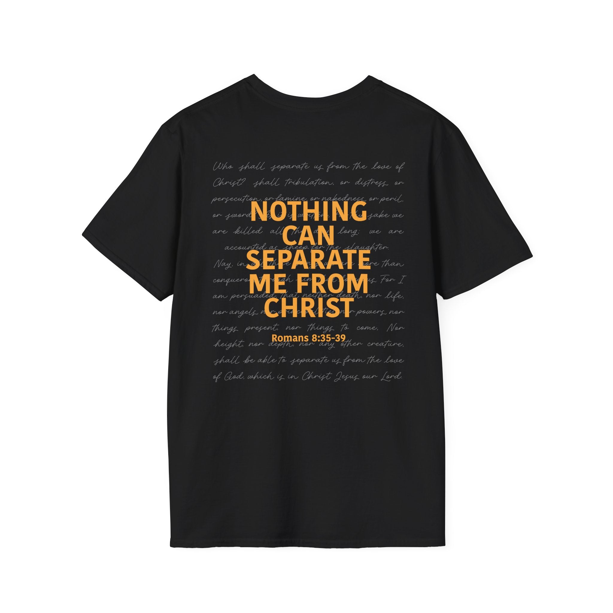 Christian Unisex T-Shirt Romans 8:35-39 Scripture Design