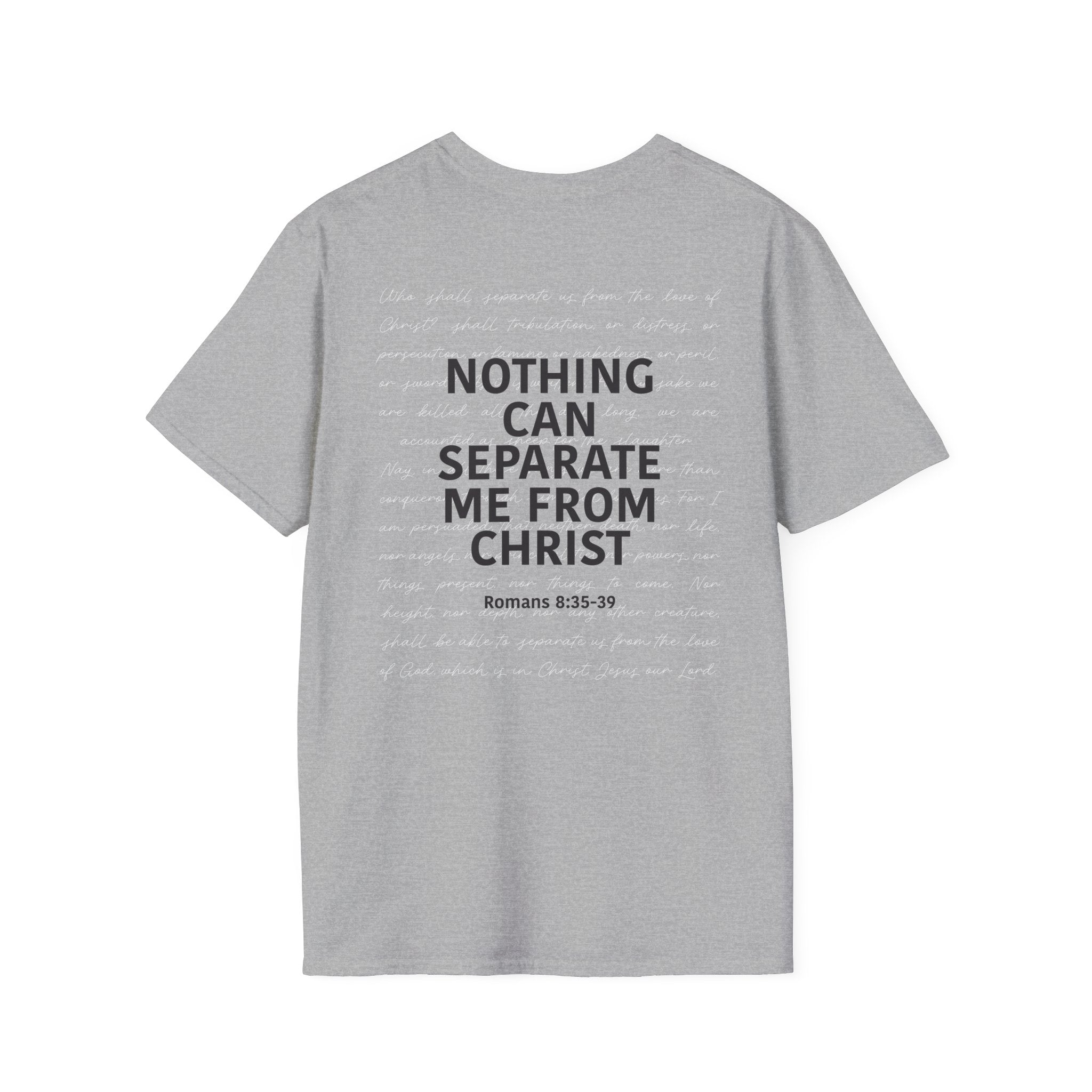 Christian Unisex T-Shirt Romans 8:35-39 Scripture Design