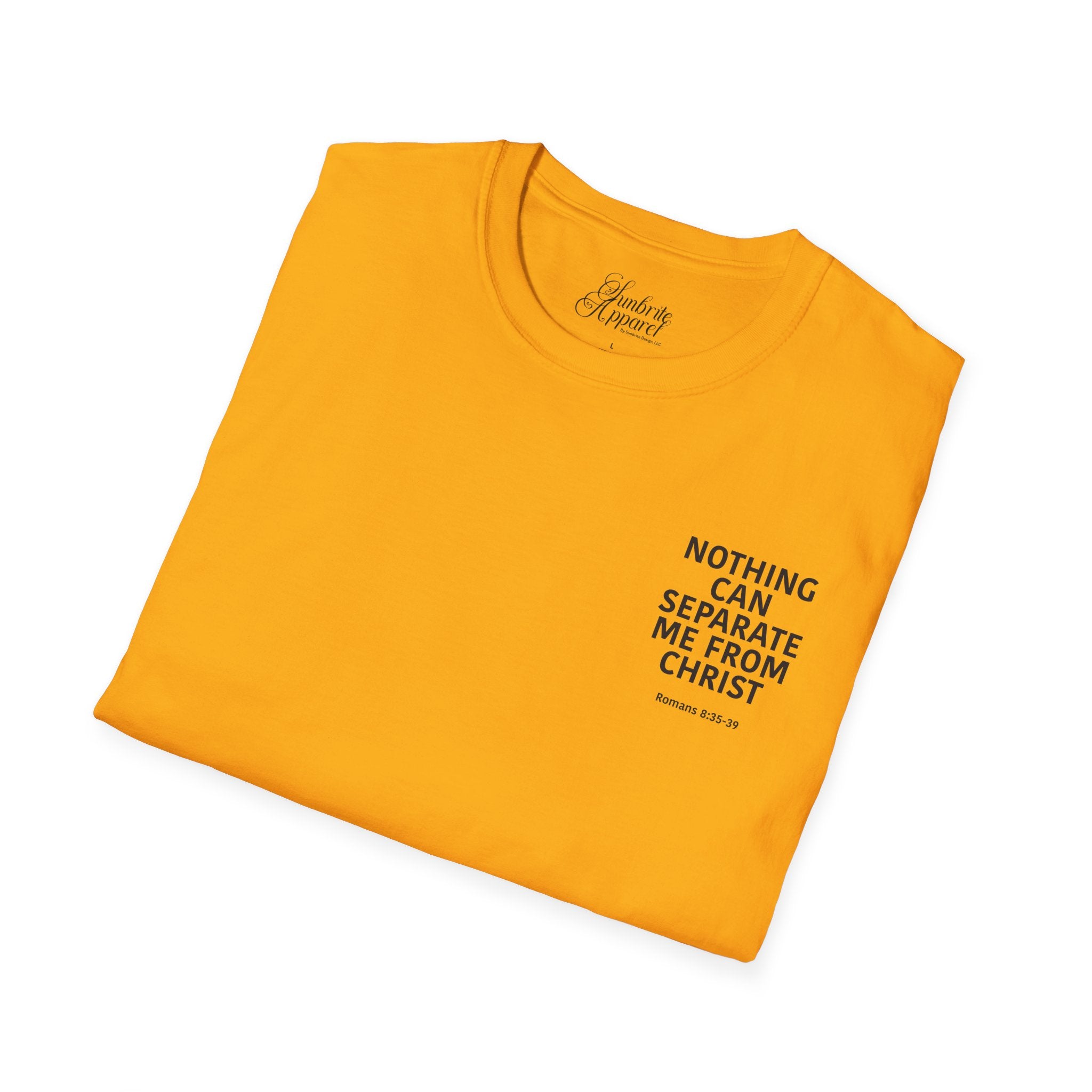 Christian Unisex T-Shirt Romans 8:35-39 Scripture Design