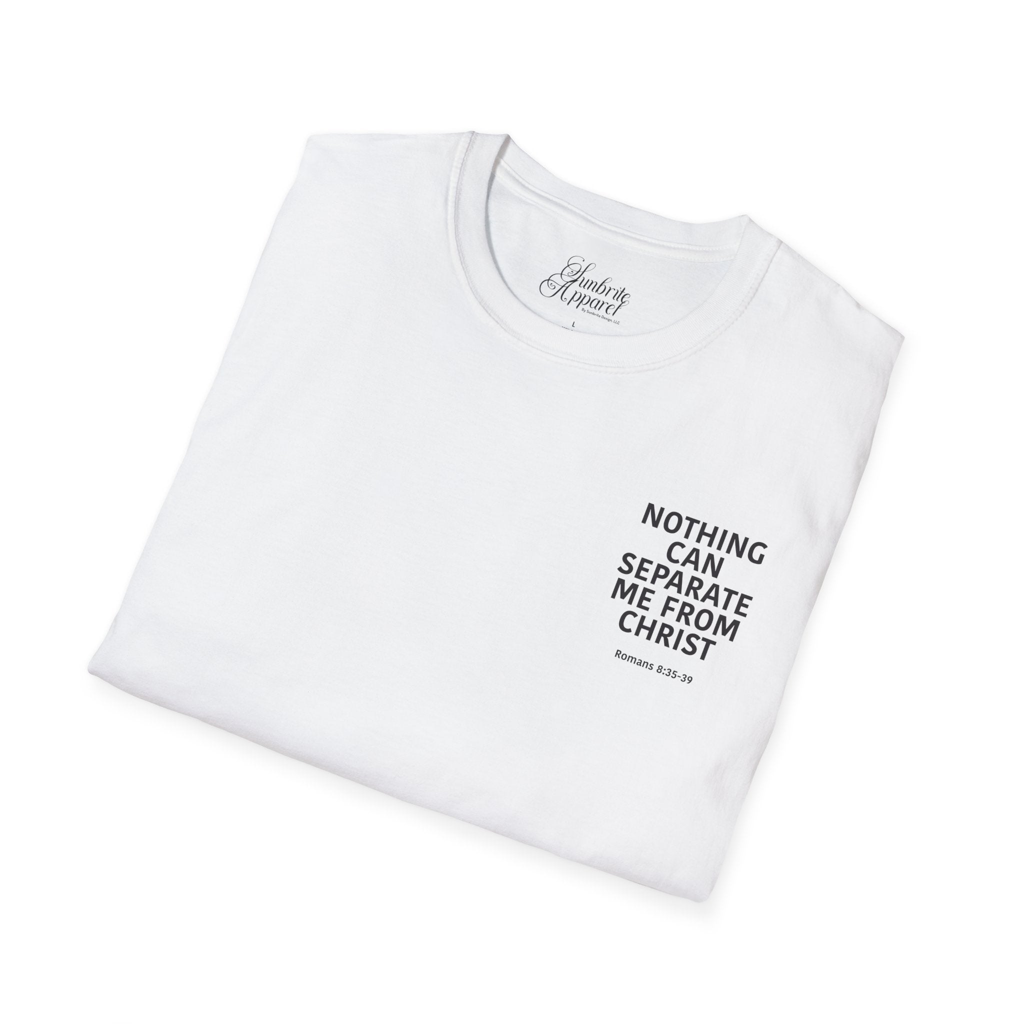 Christian Unisex T-Shirt Romans 8:35-39 Scripture Design