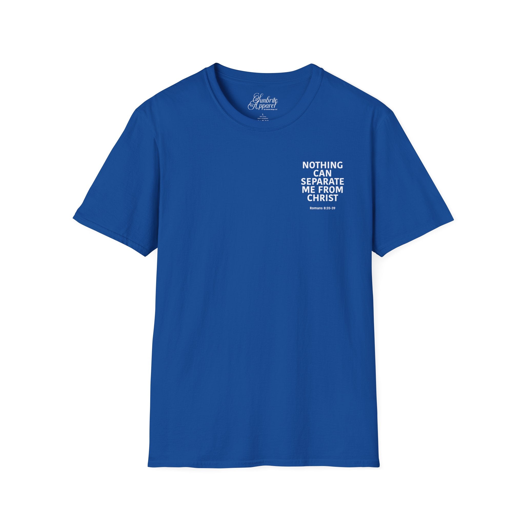 Christian Unisex T-Shirt Romans 8:35-39 Scripture Design