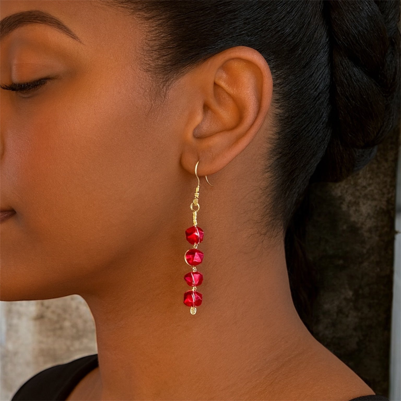 Ruby Twist Drop Earrings