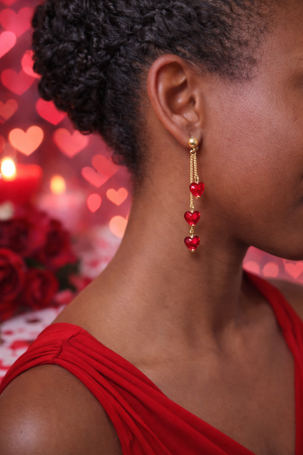 Triple Heart Drop Earrings