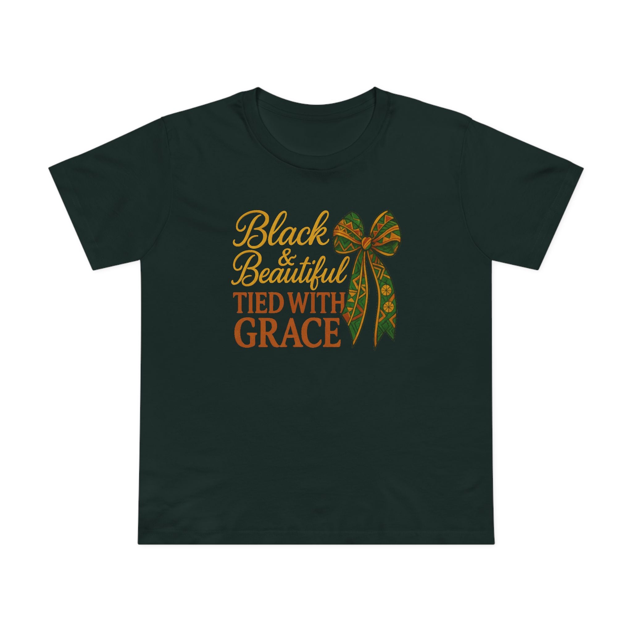 T-Shirt - Black & Beautiful Tied with Grace