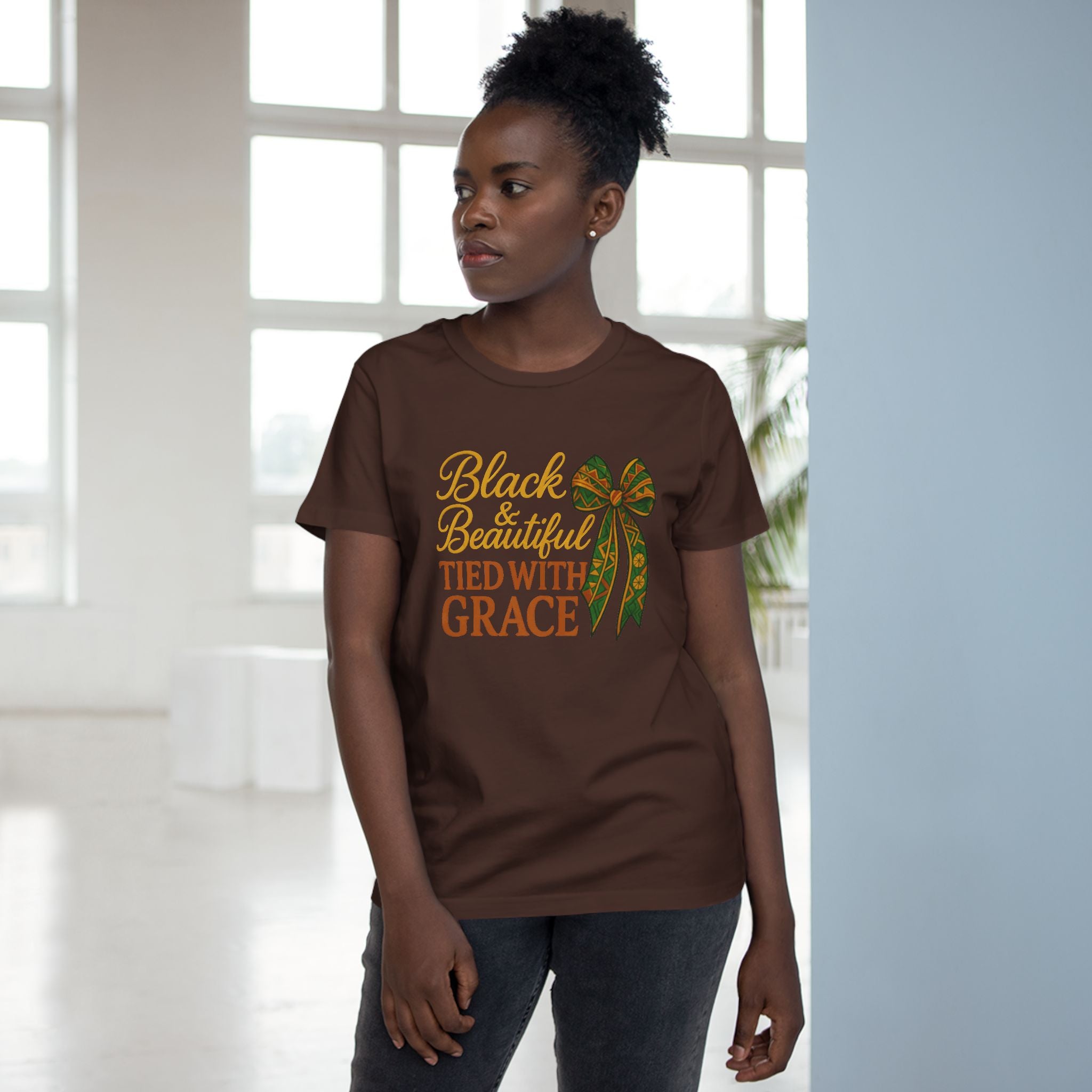 T-Shirt - Black & Beautiful Tied with Grace