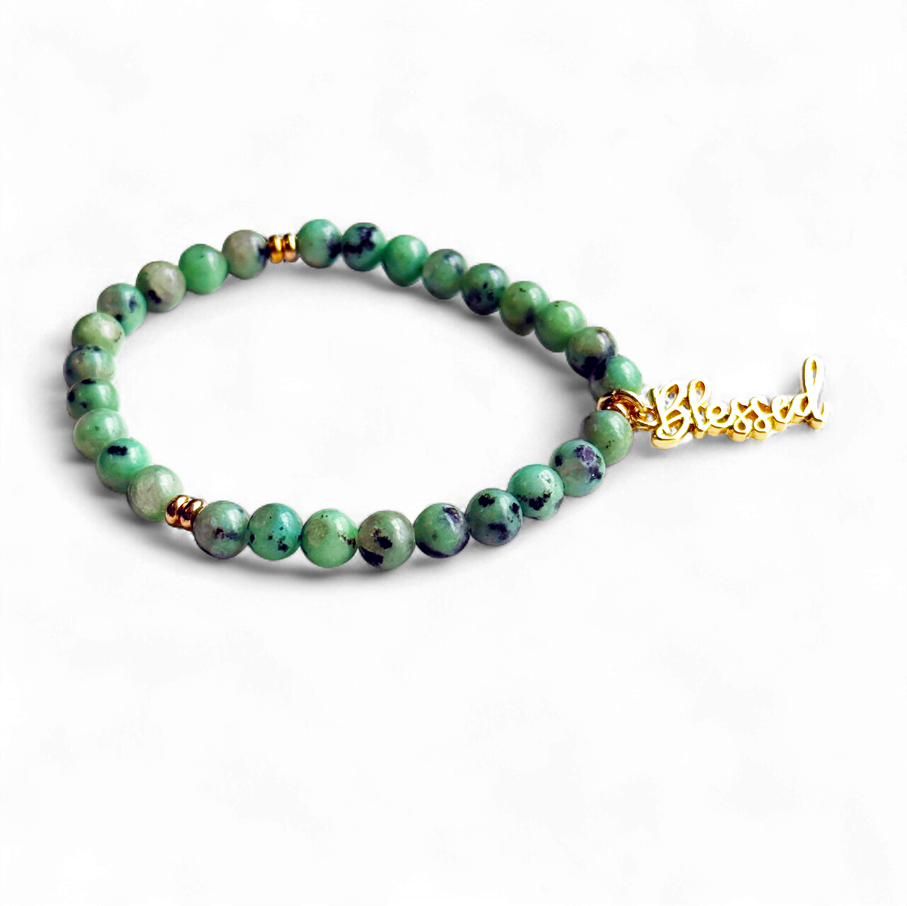 14K Gold Plated Blessed Charm Beaded Bracelet