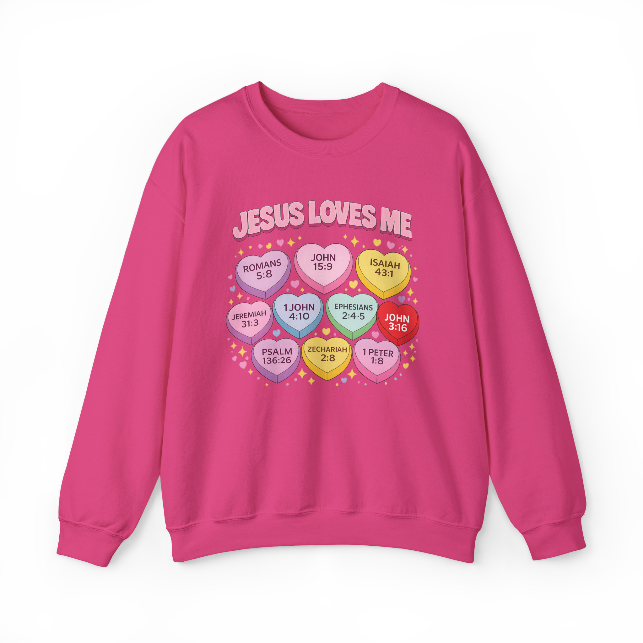Jesus Loves Me – Valentine Scripture Candy Hearts Sweatshirt