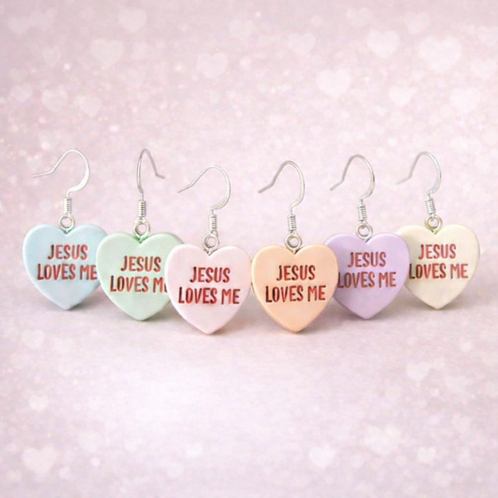 Jesus Loves Me Heart Earrings