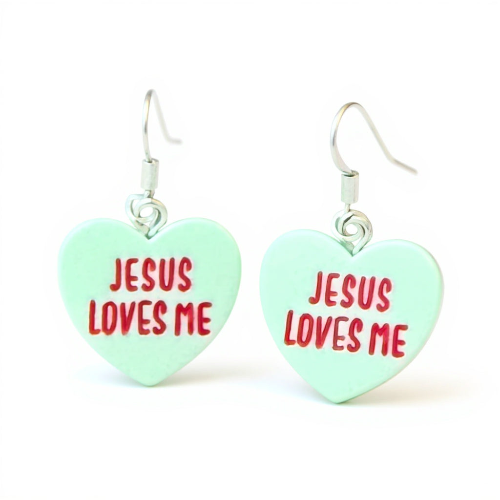 Jesus Loves Me Heart Earrings