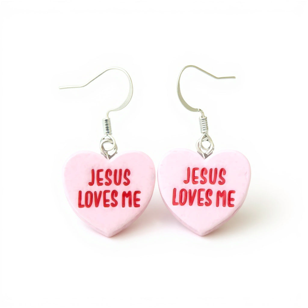 Jesus Loves Me Heart Earrings