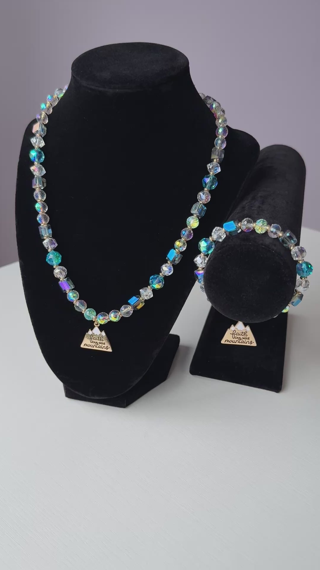 Faith Can Move Mountains Crystal Necklace & Bracelet