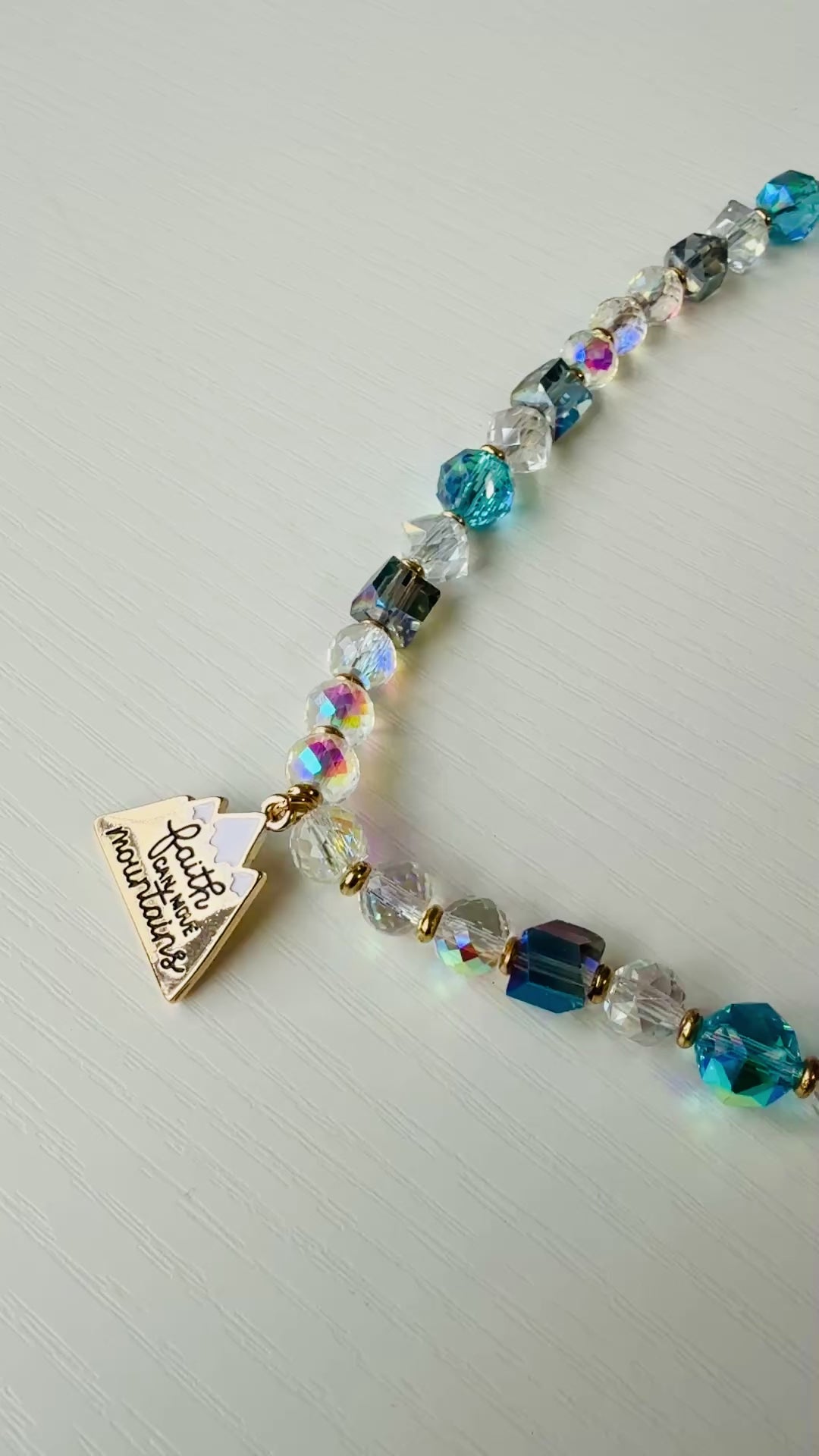 Faith Can Move Mountains Crystal Necklace & Bracelet