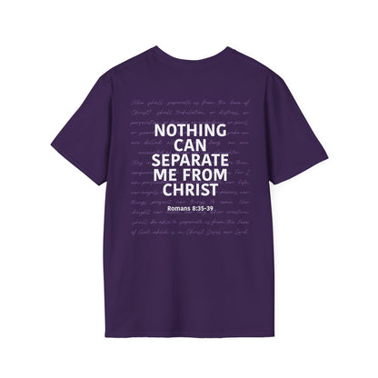 Christian Unisex T-Shirt Romans 8:35-39 Scripture Design