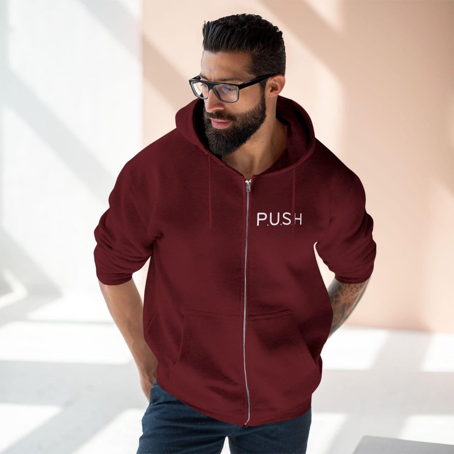 Personalized Zip Hoodie - P.U.S.H - Pray Until Something Happens