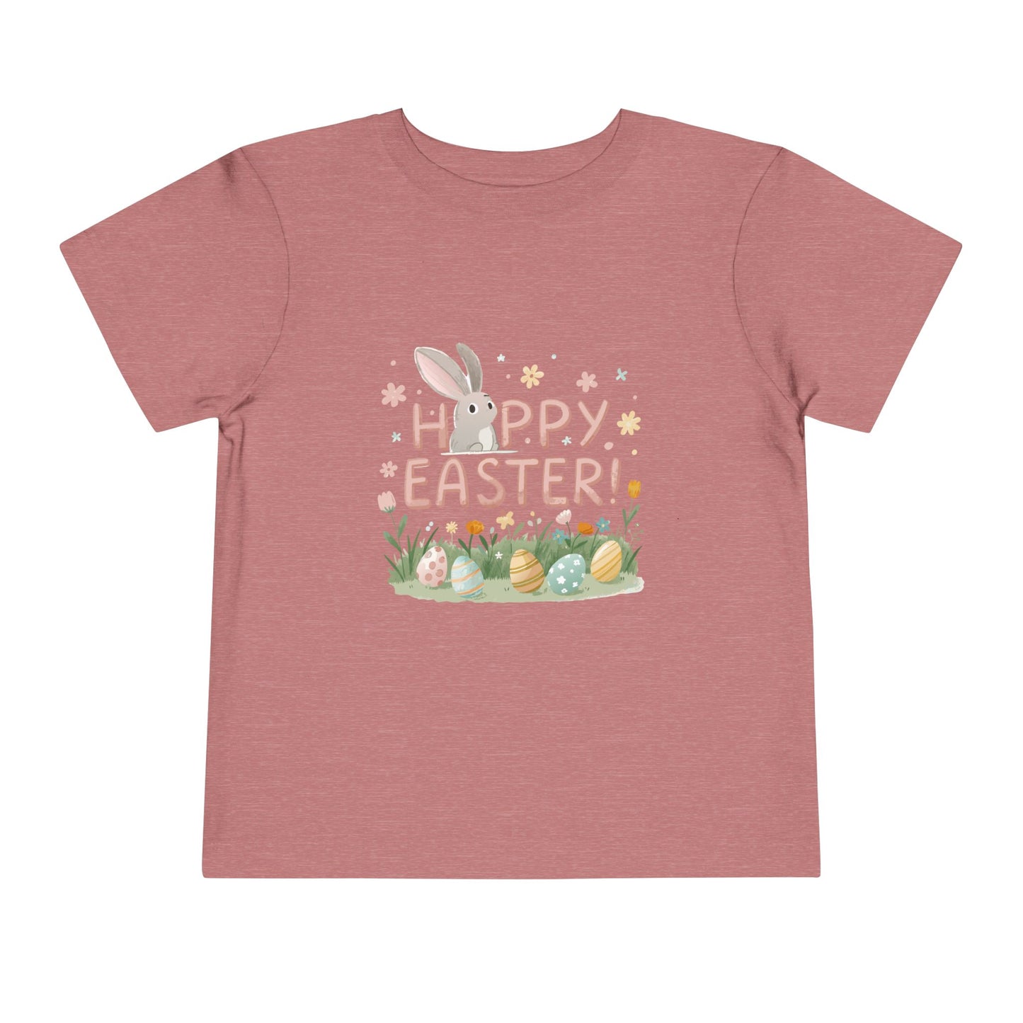 Happy Easter Toddler Tee - Cute Bunny & Colorful Eggs Design