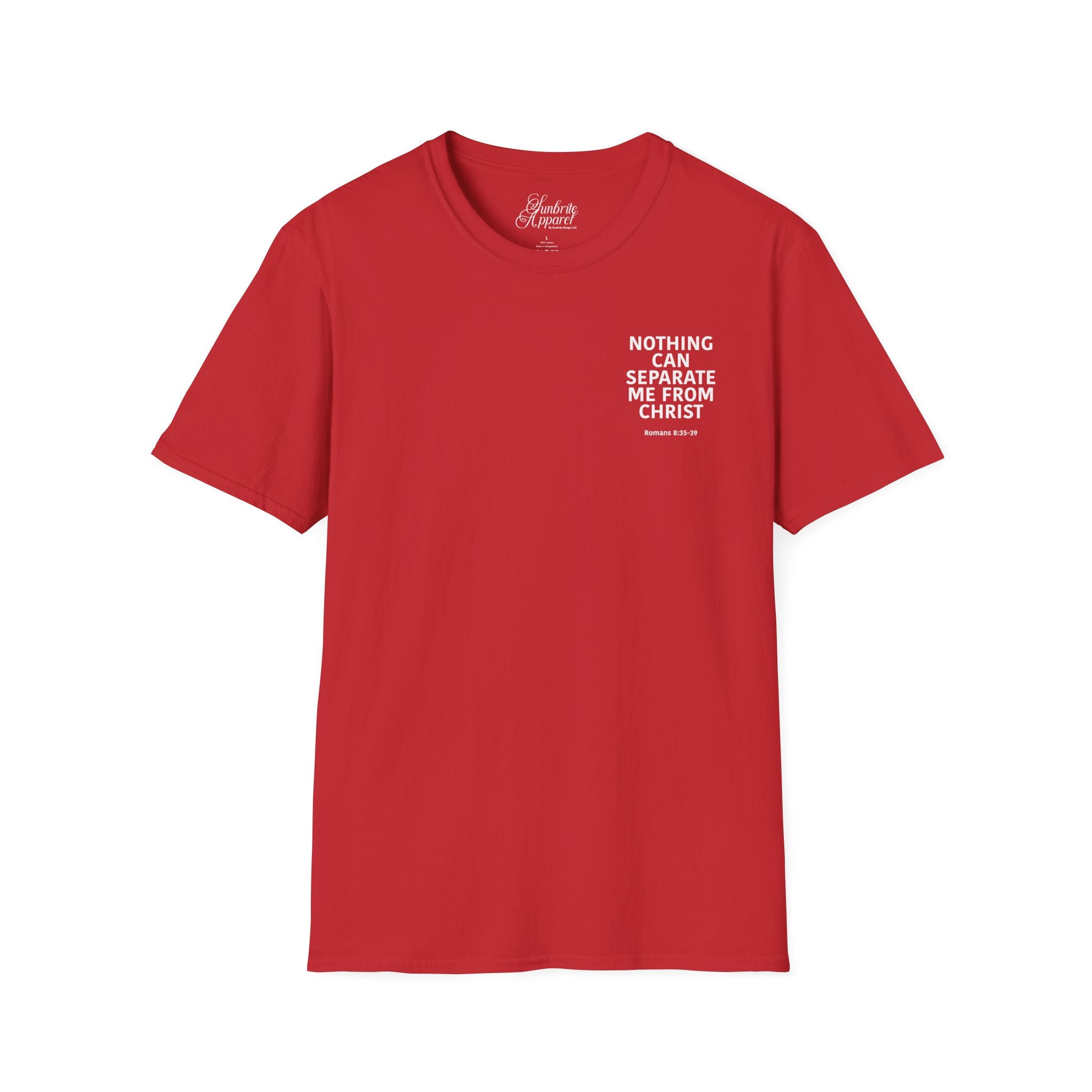 Christian Unisex T-Shirt Romans 8:35-39 Scripture Design
