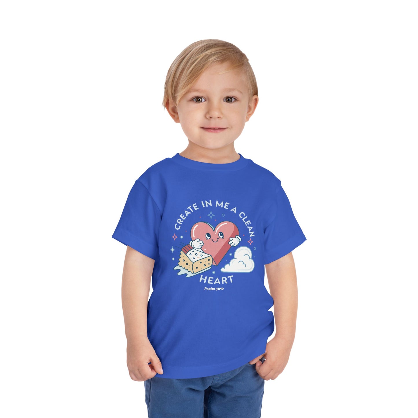 Whimsical Toddler Tee - "Create in Me a Clean Heart" Design