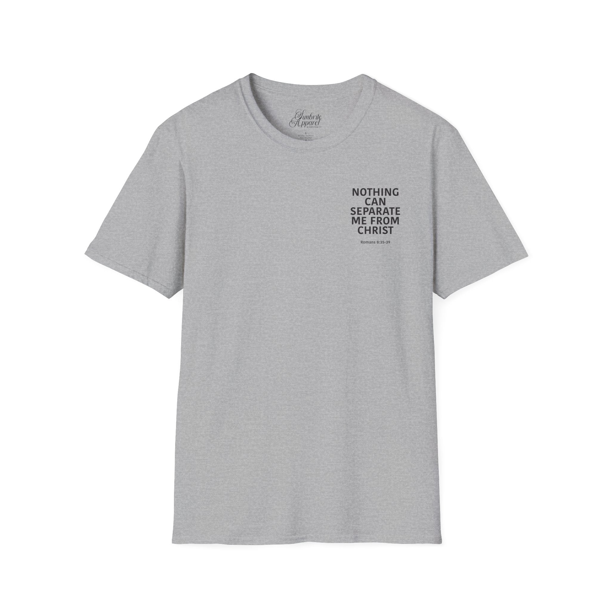 Christian Unisex T-Shirt Romans 8:35-39 Scripture Design