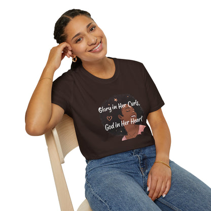 Glory in Her Curls God In Her Heart T-Shirt