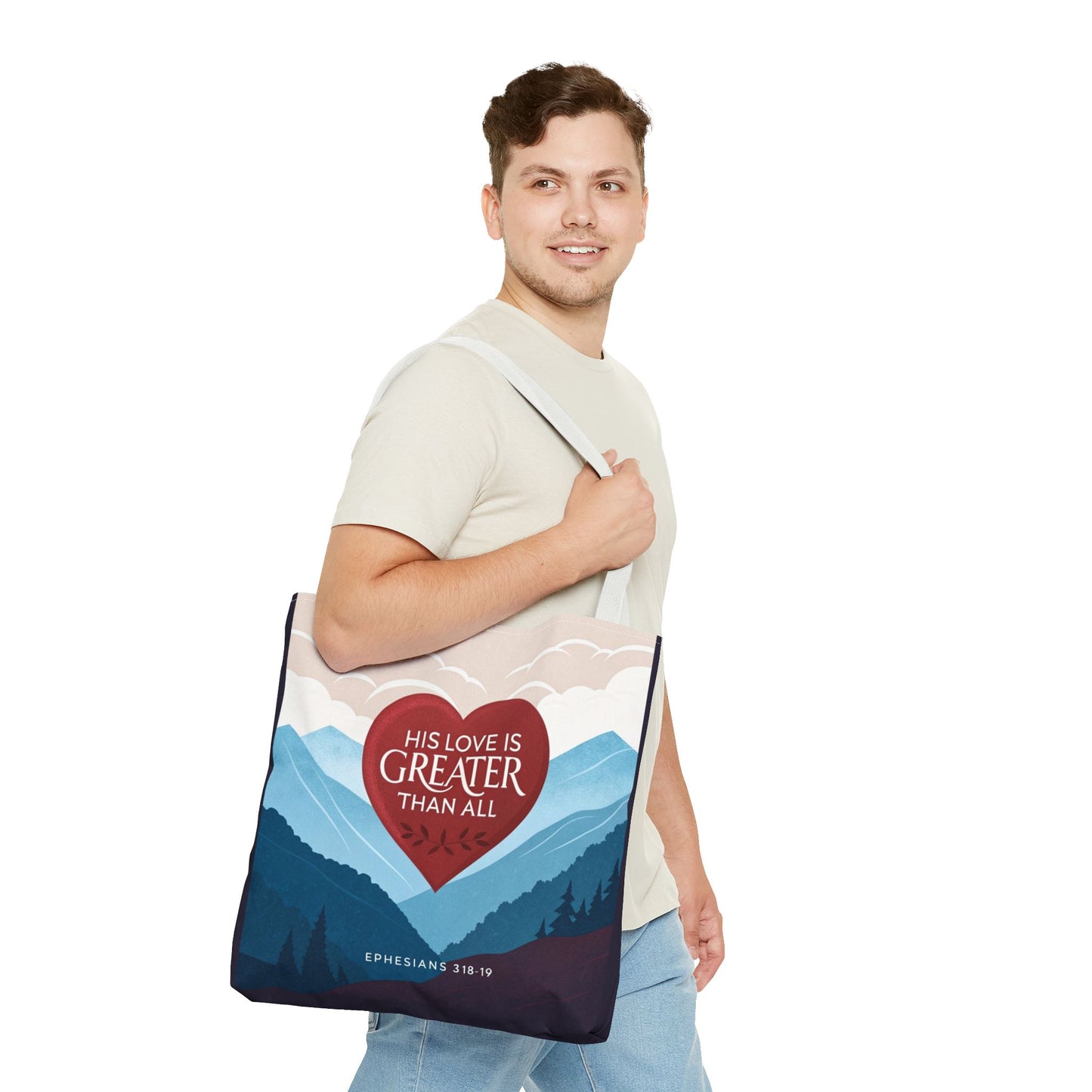 His Love Is Greater Tote Bag