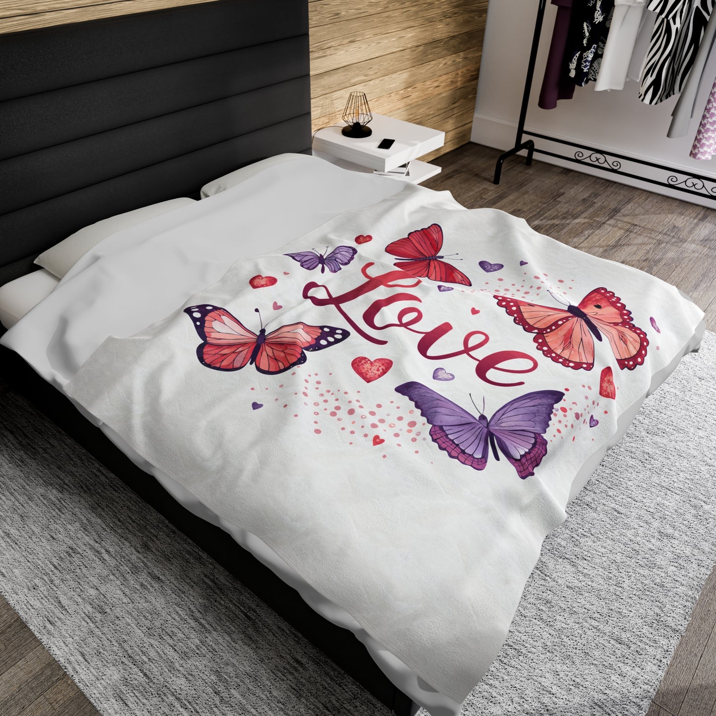 Valentine Love & Butterflies Plush Blanket