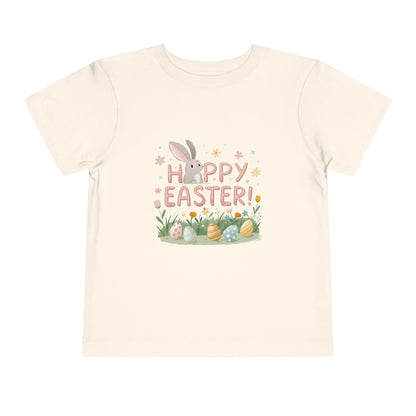 Happy Easter Toddler Tee - Cute Bunny & Colorful Eggs Design