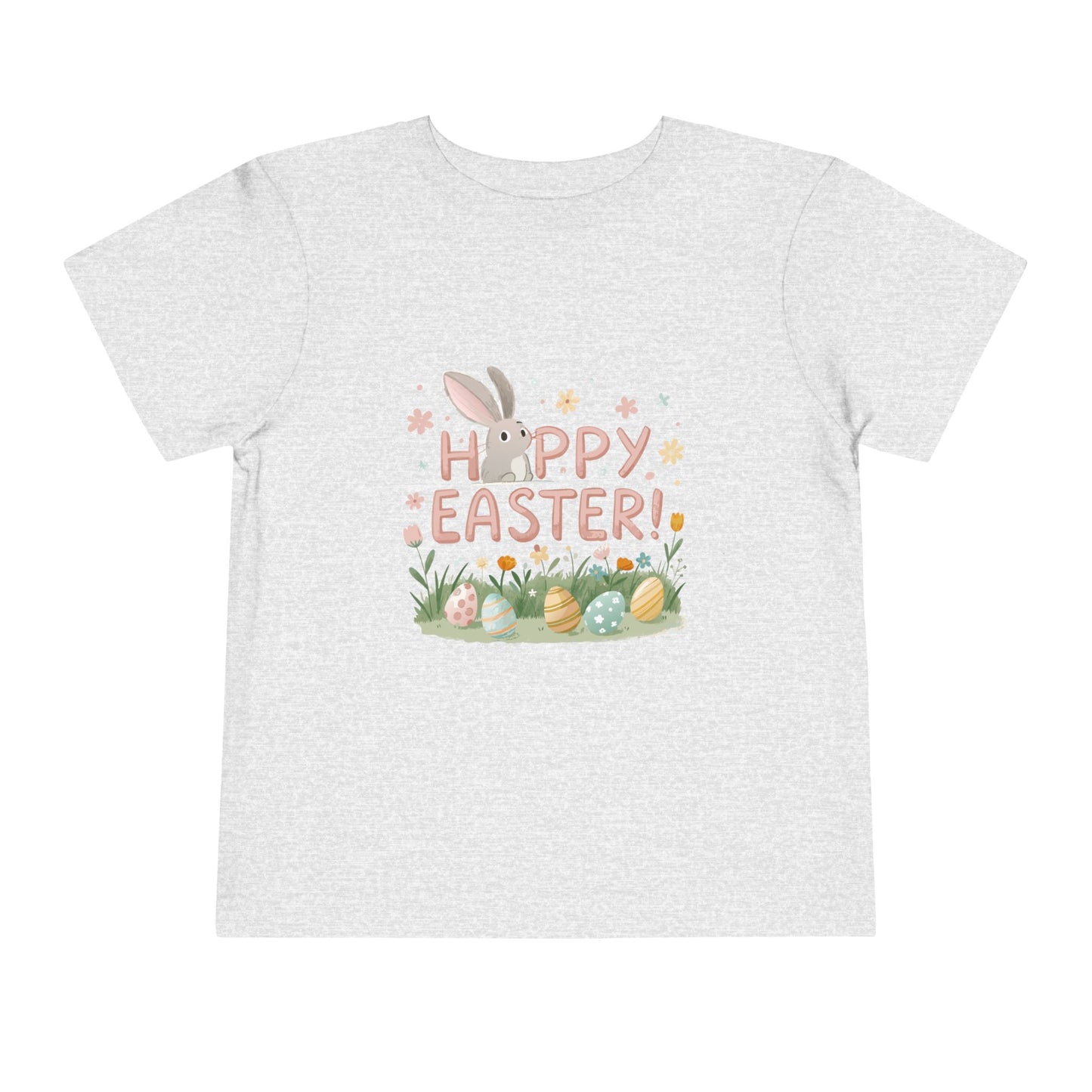 Happy Easter Toddler Tee - Cute Bunny & Colorful Eggs Design