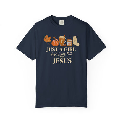 A Girl Who Loves Fall & Jesus Fall Christian T-shirt