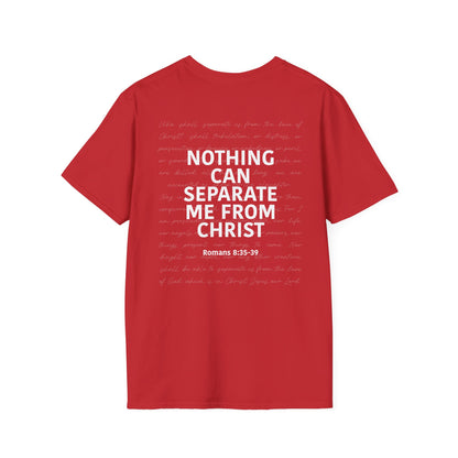 Christian Unisex T-Shirt Romans 8:35-39 Scripture Design