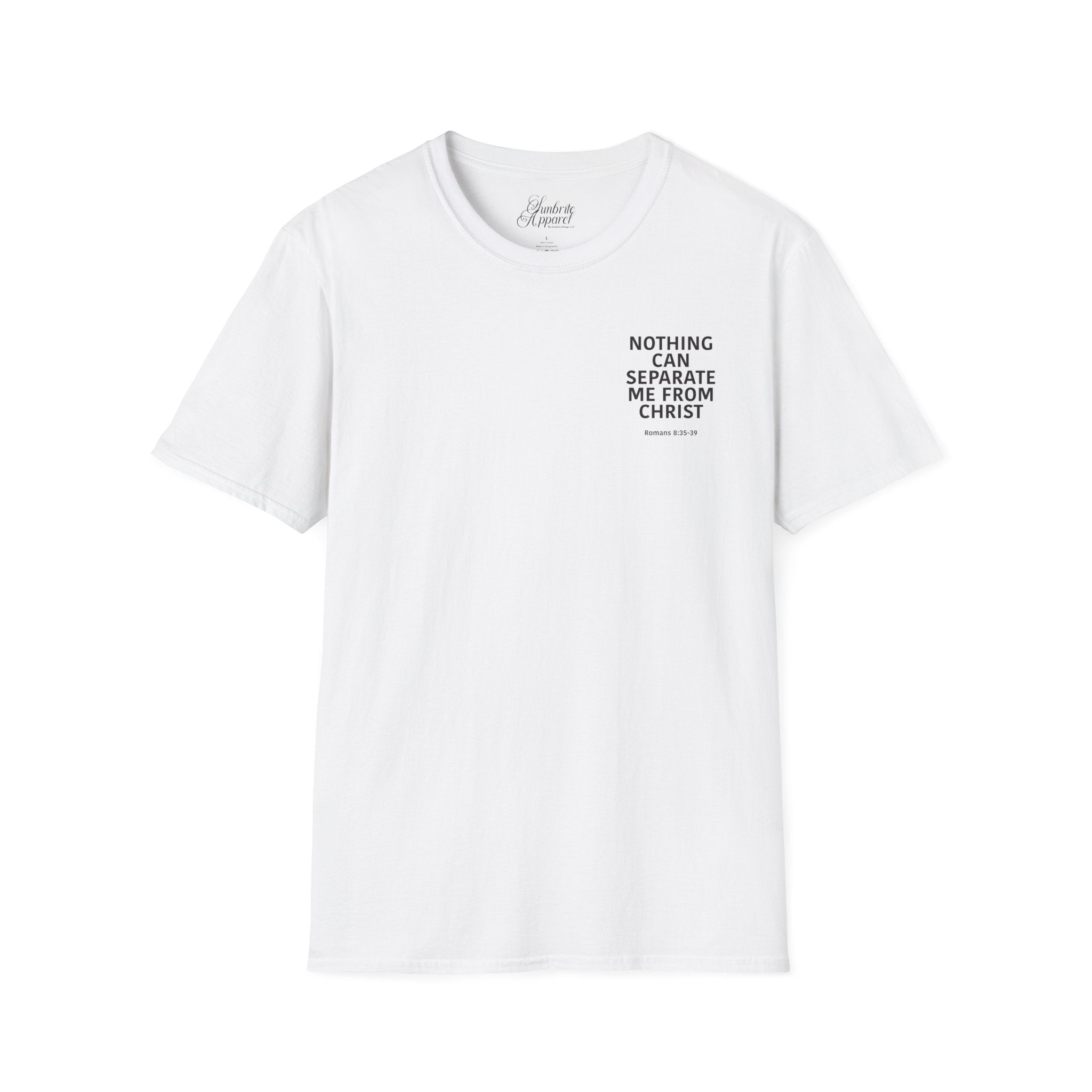 Christian Unisex T-Shirt Romans 8:35-39 Scripture Design