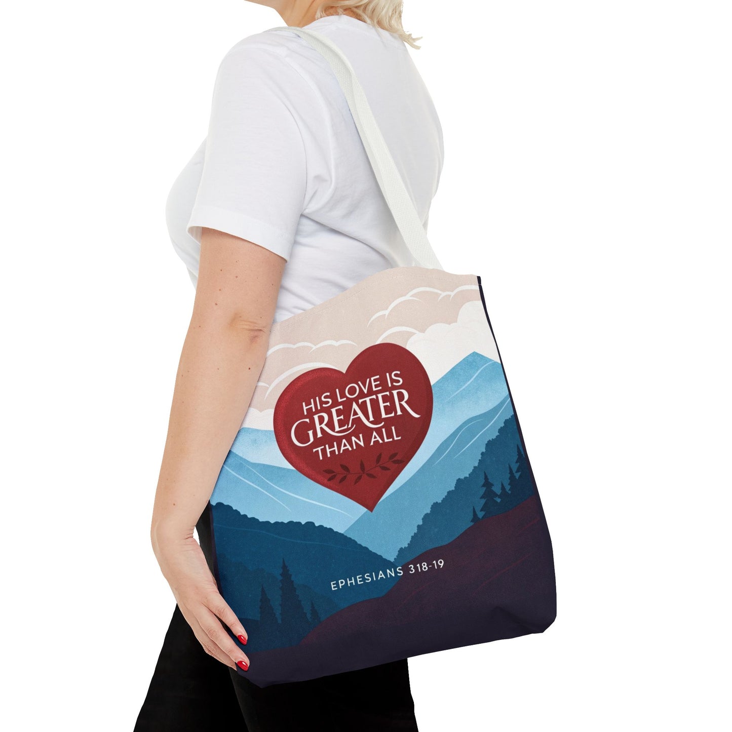 His Love Is Greater Tote Bag