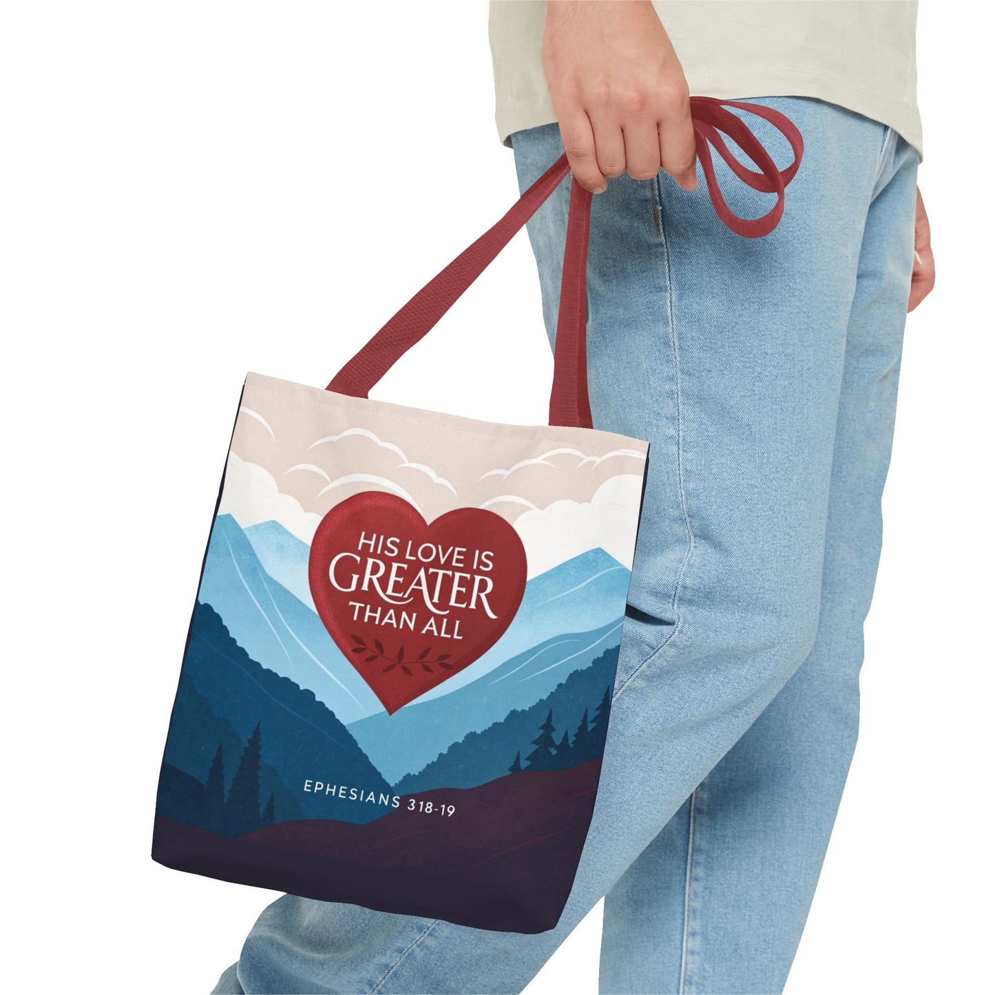 His Love Is Greater Tote Bag