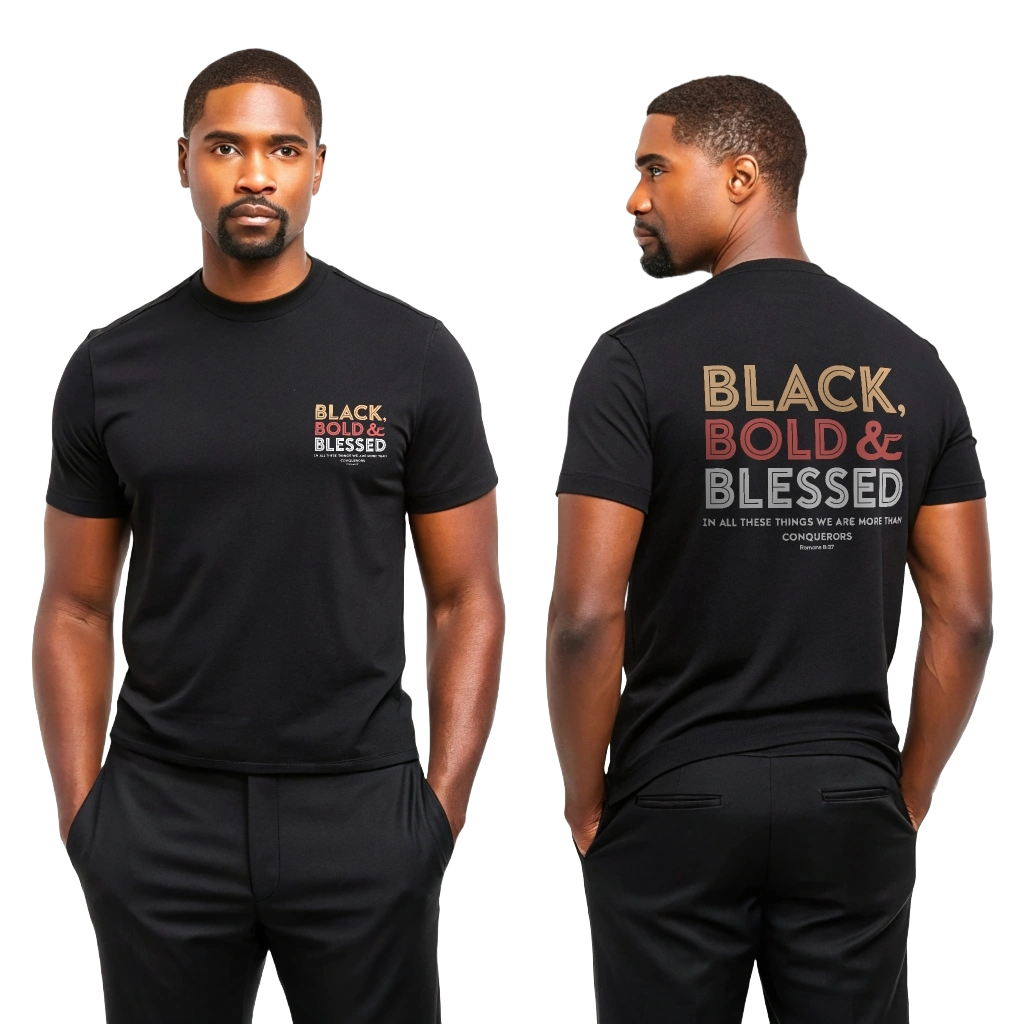 Black Bold and Blessed Unisex T-Shirt - Romans 8:37