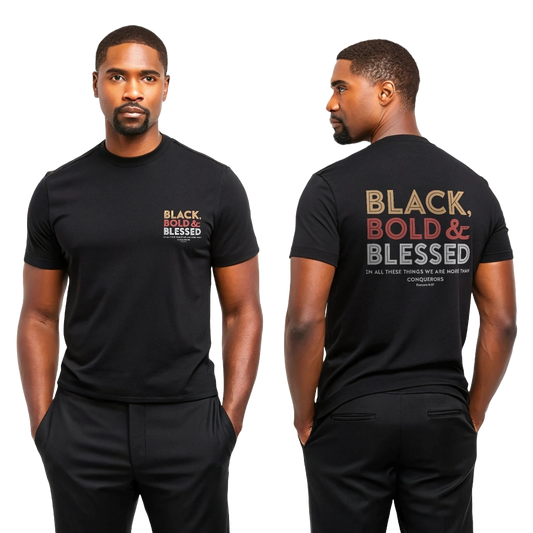 Black Bold and Blessed Unisex T-Shirt - Romans 8:37