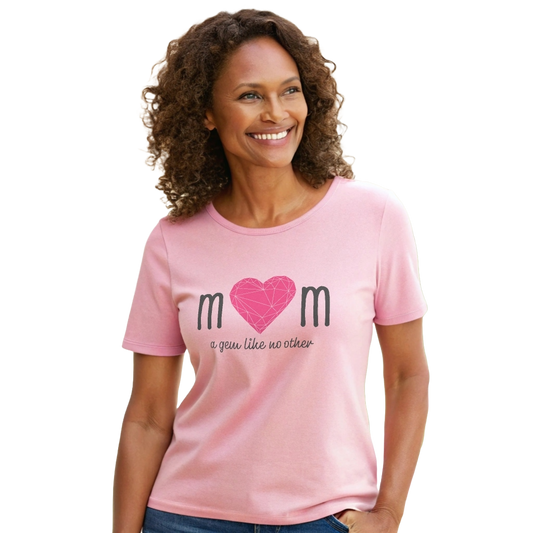 "Mom" A Gem Like No Other - Women's Cotton Tee – Perfect Gift for Mother's Day