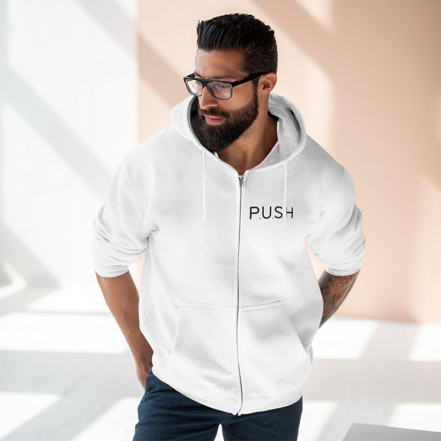 Personalized Zip Hoodie - P.U.S.H - Pray Until Something Happens