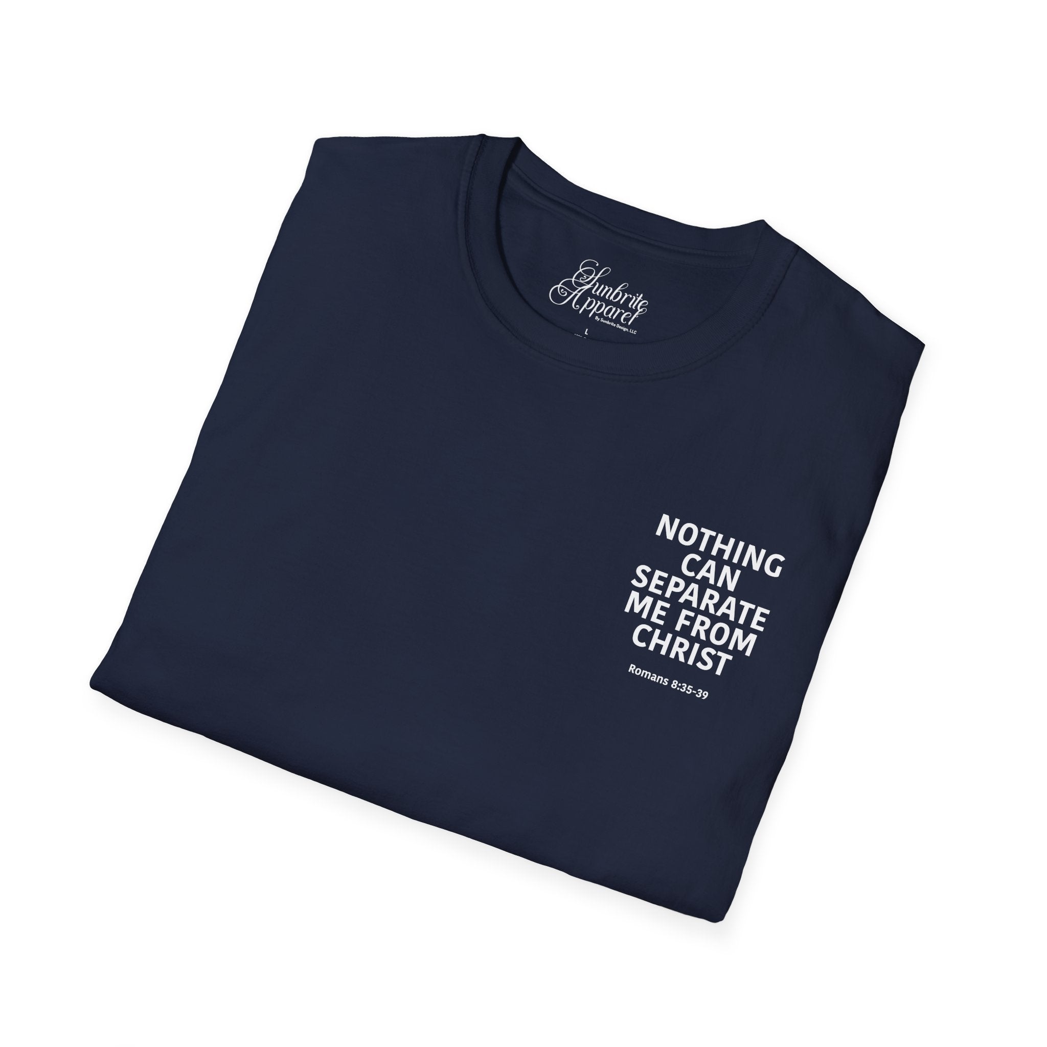 Christian Unisex T-Shirt Romans 8:35-39 Scripture Design