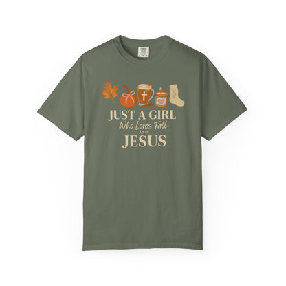 A Girl Who Loves Fall & Jesus Fall Christian T-shirt