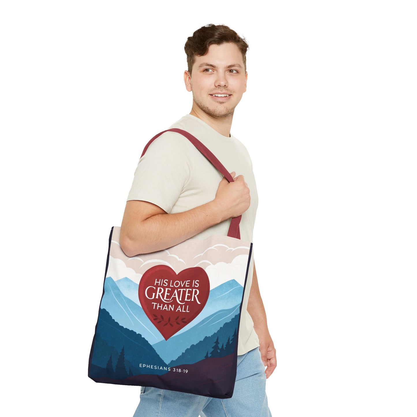 His Love Is Greater Tote Bag