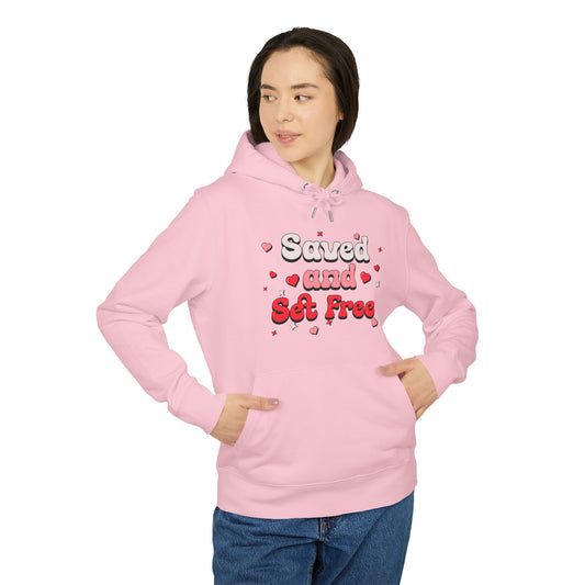 Saved and Set Free Unisex Hoodie - Cozy Pink Sweatshirt for Inspiration and Empowerment