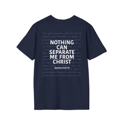 Christian Unisex T-Shirt Romans 8:35-39 Scripture Design