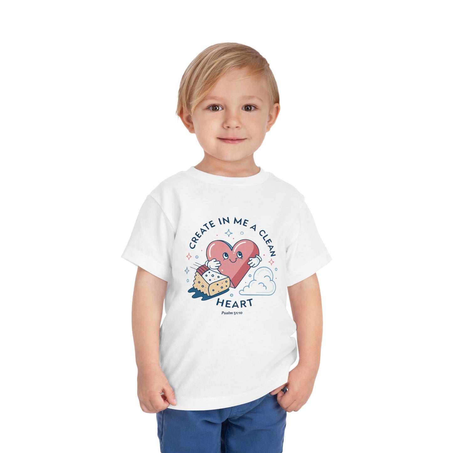 Whimsical Toddler Tee - "Create in Me a Clean Heart" Design