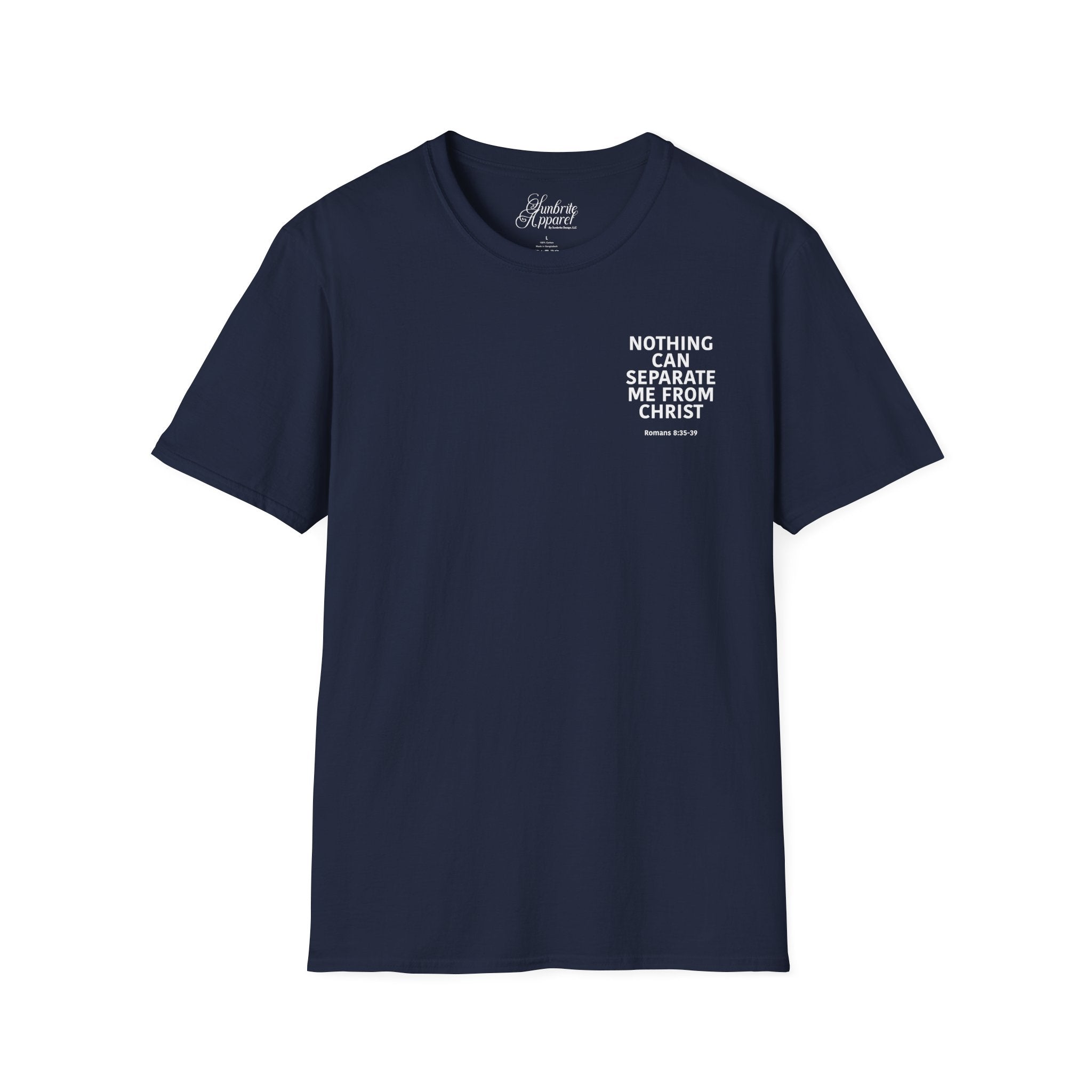 Christian Unisex T-Shirt Romans 8:35-39 Scripture Design