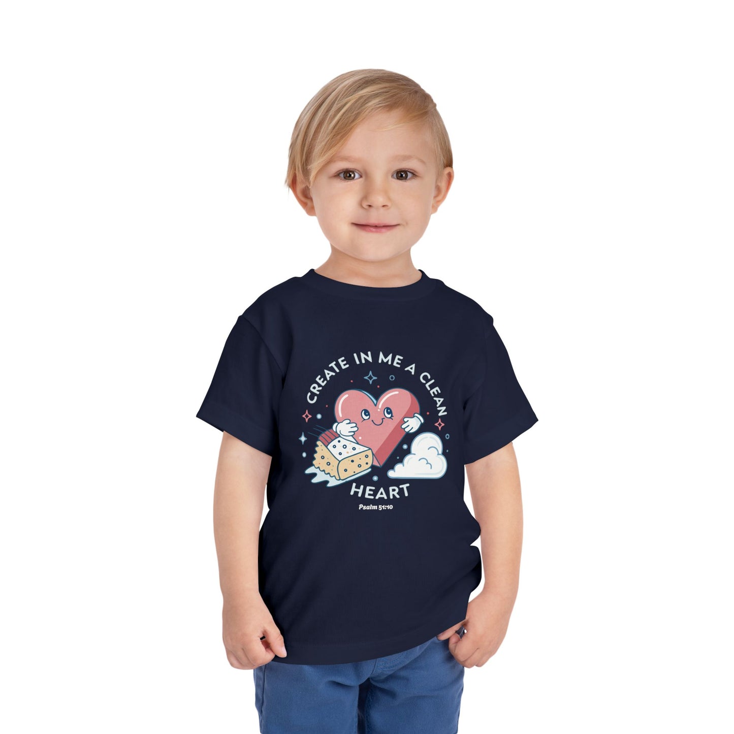 Whimsical Toddler Tee - "Create in Me a Clean Heart" Design