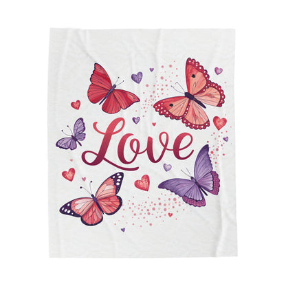 Valentine Love & Butterflies Plush Blanket